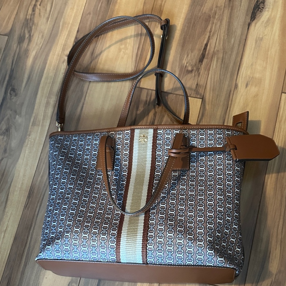 Tory Burch Brown and Cream Shoulder Bag